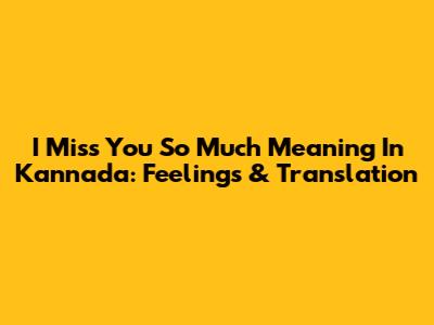 I Miss You So Much Meaning In Kannada: Feelings & Translation