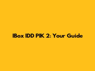 IBox IDD PIK 2: Your Guide