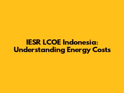 IESR LCOE Indonesia: Understanding Energy Costs