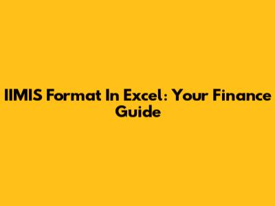 IIMIS Format In Excel: Your Finance Guide