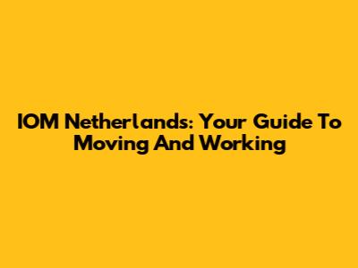 IOM Netherlands: Your Guide To Moving And Working