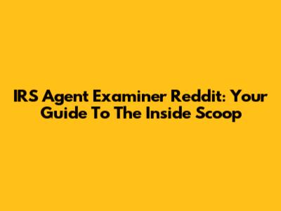 IRS Agent Examiner Reddit: Your Guide To The Inside Scoop