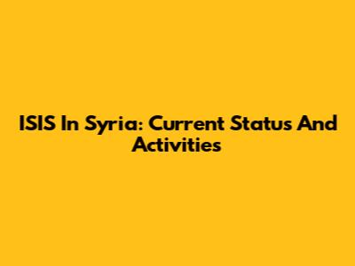 ISIS In Syria: Current Status And Activities