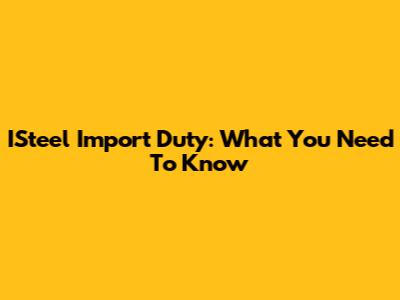 ISteel Import Duty: What You Need To Know