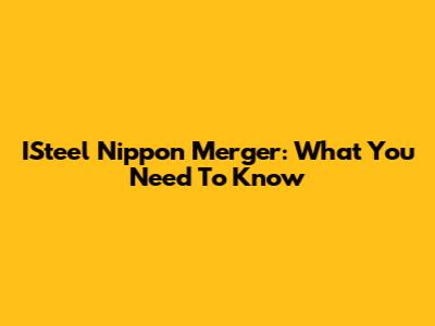 ISteel Nippon Merger: What You Need To Know