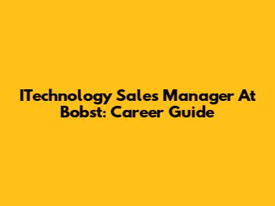 ITechnology Sales Manager At Bobst: Career Guide