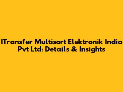 ITransfer Multisort Elektronik India Pvt Ltd: Details & Insights