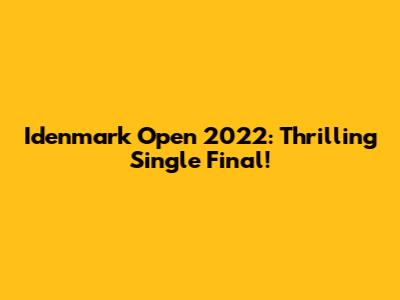 Idenmark Open 2022: Thrilling Single Final!