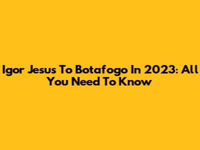 Igor Jesus To Botafogo In 2023: All You Need To Know