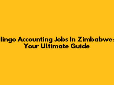 Iingo Accounting Jobs In Zimbabwe: Your Ultimate Guide
