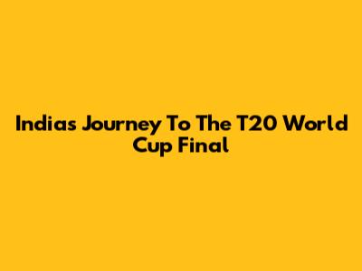 India's Journey To The T20 World Cup Final