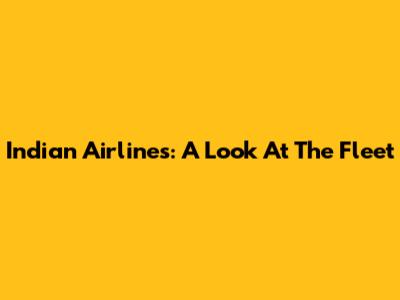 Indian Airlines: A Look At The Fleet