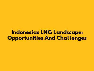 Indonesia's LNG Landscape: Opportunities And Challenges