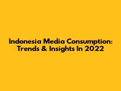 Indonesia Media Consumption: Trends & Insights In 2022
