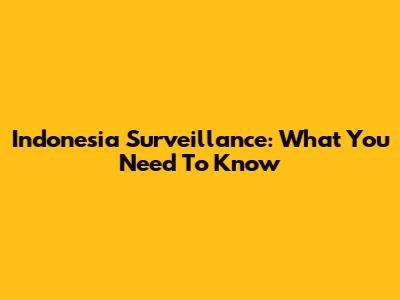 Indonesia Surveillance: What You Need To Know