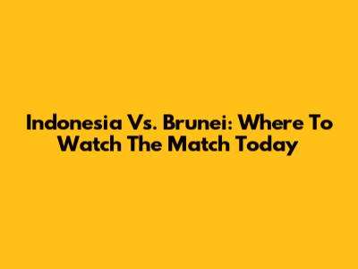 Indonesia Vs. Brunei: Where To Watch The Match Today