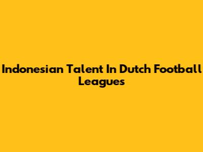Indonesian Talent In Dutch Football Leagues