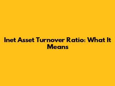 Inet Asset Turnover Ratio: What It Means