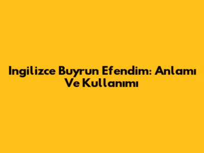 Ingilizce 'Buyrun Efendim': Anlamı Ve Kullanımı