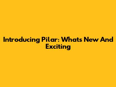 Introducing Pilar: What's New And Exciting