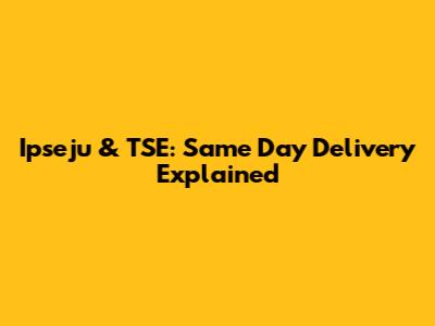 Ipseju & TSE: Same Day Delivery Explained