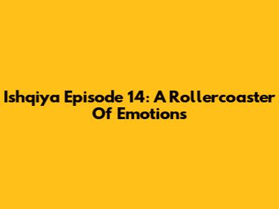Ishqiya Episode 14: A Rollercoaster Of Emotions