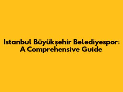 Istanbul Büyükşehir Belediyespor: A Comprehensive Guide