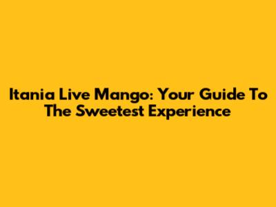Itania Live Mango: Your Guide To The Sweetest Experience