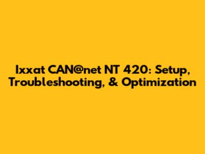 Ixxat CAN@net NT 420: Setup, Troubleshooting, & Optimization