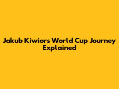 Jakub Kiwior's World Cup Journey Explained