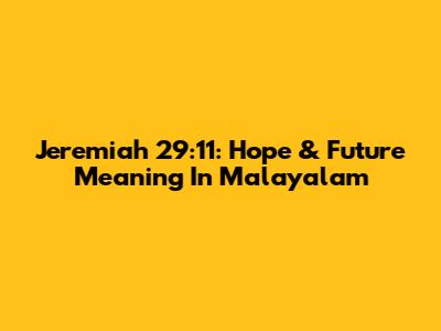 Jeremiah 29:11: Hope & Future Meaning In Malayalam