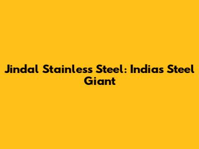 Jindal Stainless Steel: India's Steel Giant