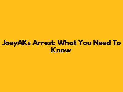JoeyAK's Arrest: What You Need To Know
