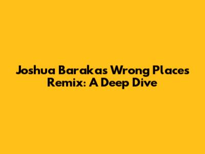 Joshua Baraka's 'Wrong Places' Remix: A Deep Dive