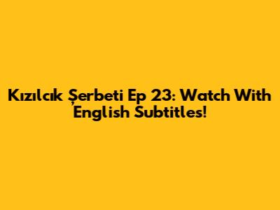 Kızılcık Şerbeti Ep 23: Watch With English Subtitles!
