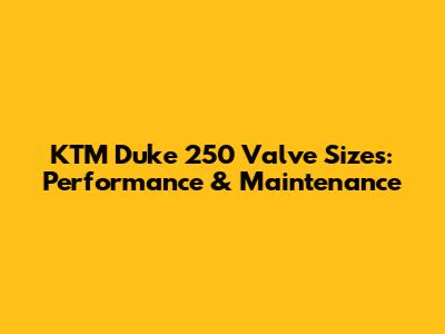 KTM Duke 250 Valve Sizes: Performance & Maintenance