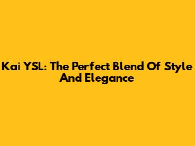 Kai YSL: The Perfect Blend Of Style And Elegance