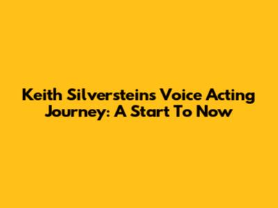 Keith Silverstein's Voice Acting Journey: A Start To Now