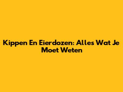 Kippen En Eierdozen: Alles Wat Je Moet Weten
