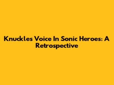 Knuckles' Voice In Sonic Heroes: A Retrospective