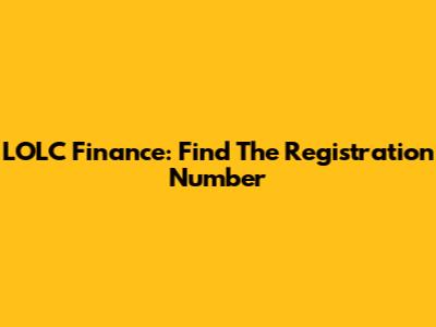 LOLC Finance: Find The Registration Number