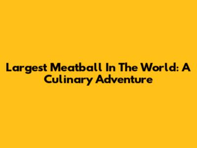 Largest Meatball In The World: A Culinary Adventure