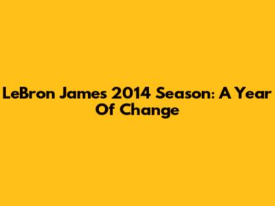 LeBron James' 2014 Season: A Year Of Change