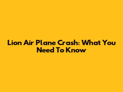 Lion Air Plane Crash: What You Need To Know