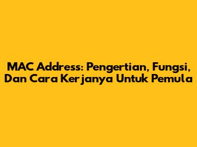 MAC Address: Pengertian, Fungsi, Dan Cara Kerjanya Untuk Pemula