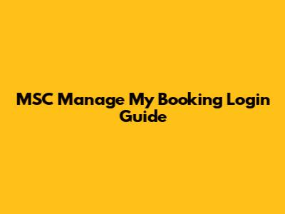 MSC Manage My Booking Login Guide