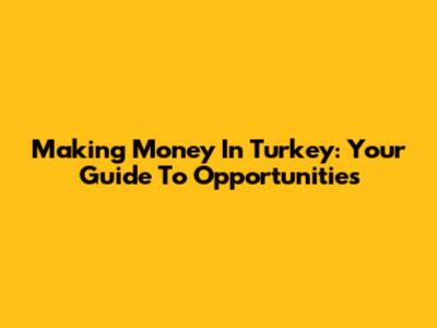 Making Money In Turkey: Your Guide To Opportunities