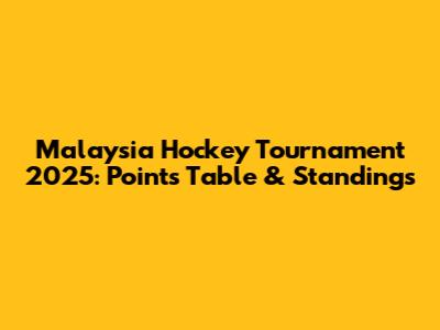 Malaysia Hockey Tournament 2025: Points Table & Standings