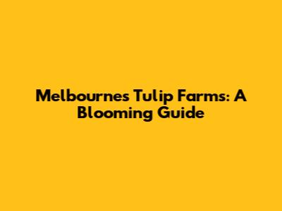 Melbourne's Tulip Farms: A Blooming Guide