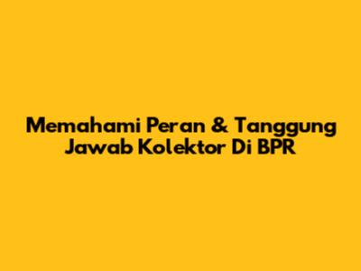 Memahami Peran & Tanggung Jawab Kolektor Di BPR